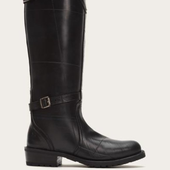 FRYE  Black Rubber Dorado Riding Boot Shearling FITS SIZE 5.5 - Picture 1 of 9